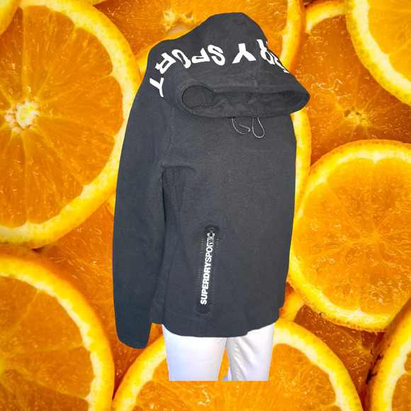 Superdry Sport Black Hoodies with‎ Zip Pockets Size Medium - Picture 1 of 8